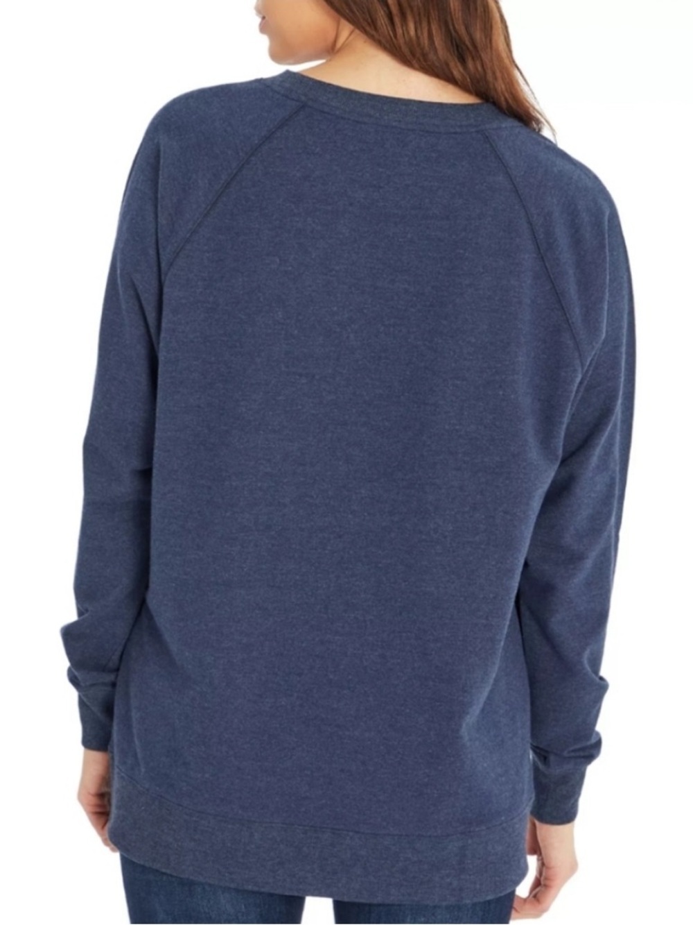 Wildfox Good Vibes Oversized Sweatshirt Navy Blue Fuzzy Letters Size Medium - Picture 2 of 7
